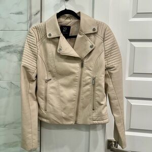 NY & Co Pleather Moto Jacket Size S in EEUC Cream Color